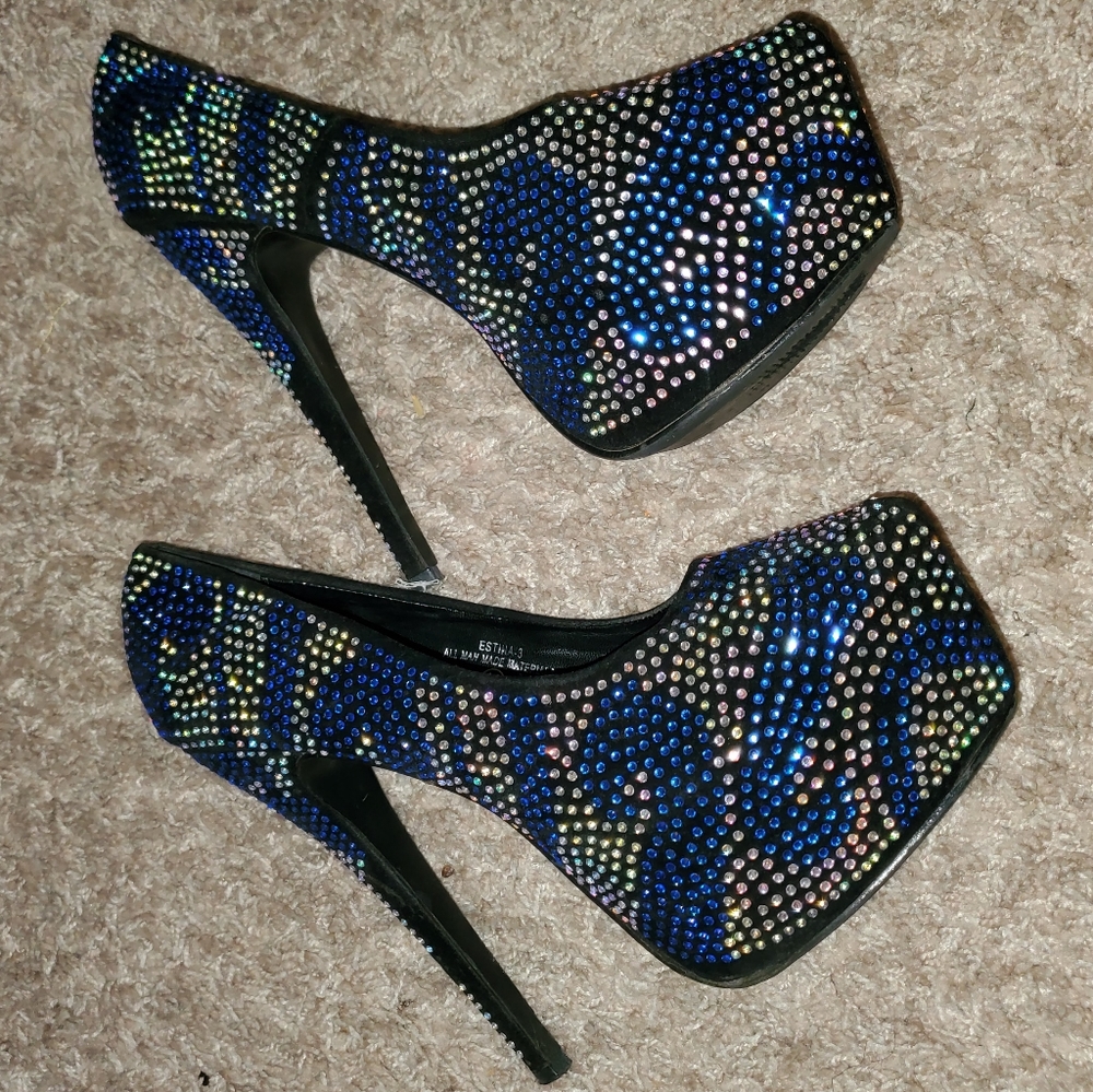 Black and Silver Heels Size 11